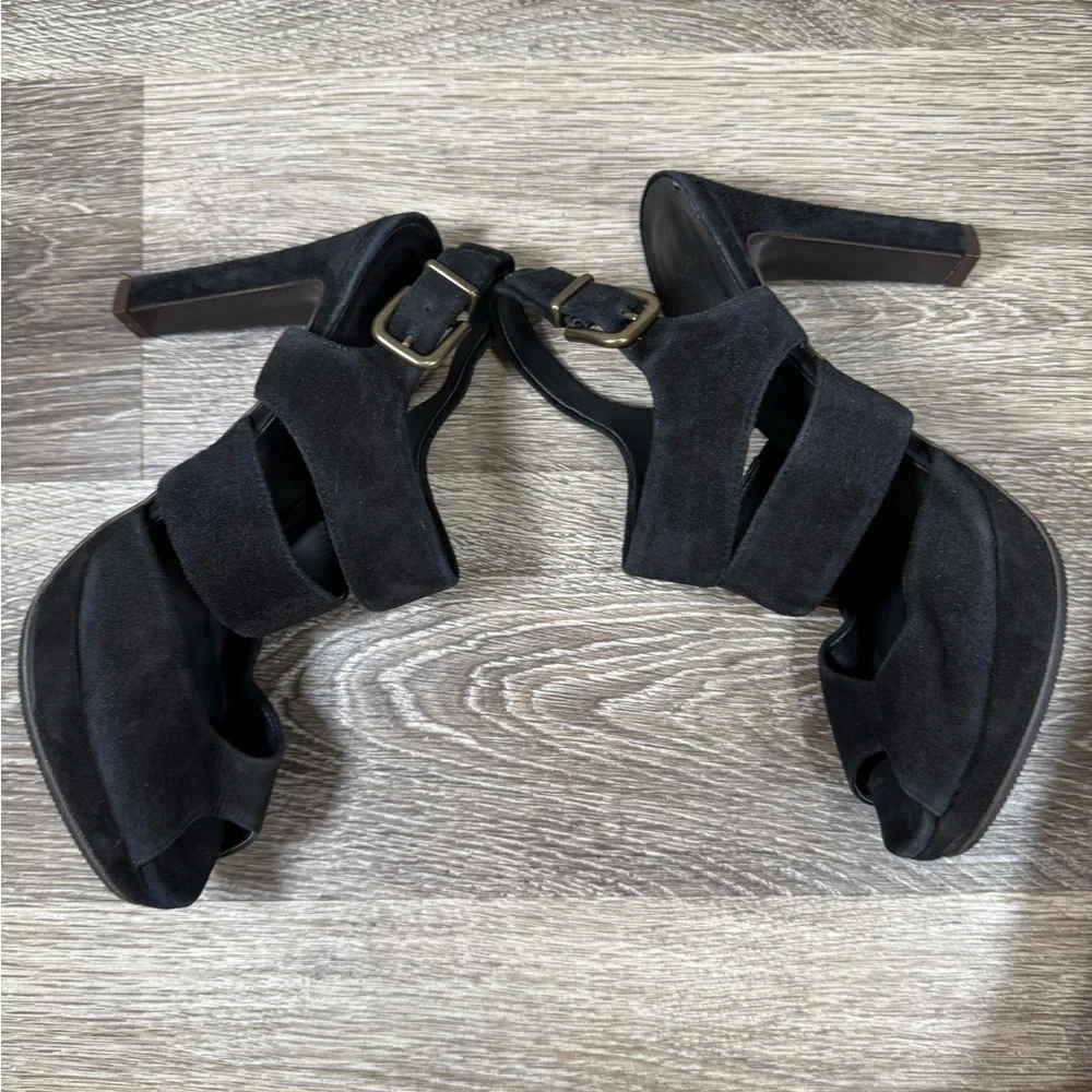 J. Crew Shoes sz:7.5‎ Black Suede Leather Strappy 4